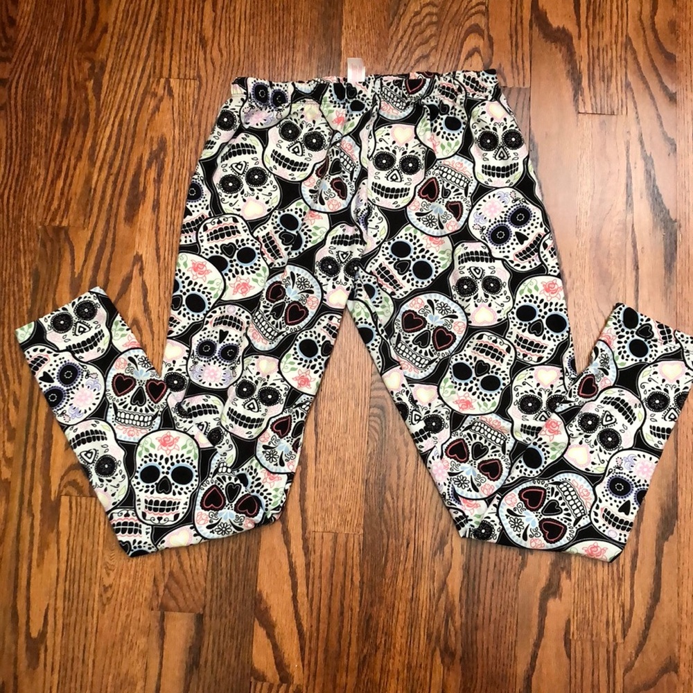 No Boundaries leggings Womens L Sugar Skulls Colorful and Soft Gym Loungewear